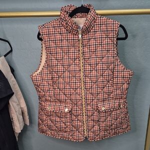 St. John's Bay Red and Black Plaid Quilted Vest